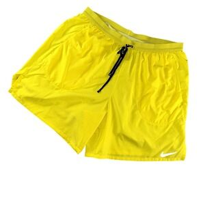 Nike Shorts Mens XL Yellow Dri-FIT Running Lightweight Reflective Pockets Gym